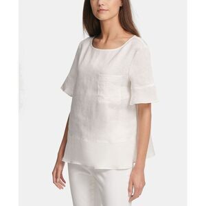 DKNY Linen Peplum Blouse